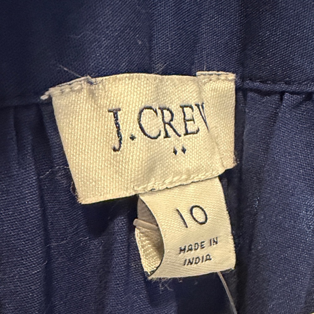 J.Crew Dress Size 10 Navy Halter Midi Tiered Pockets Cotton Elastane - Picture 2 of 3